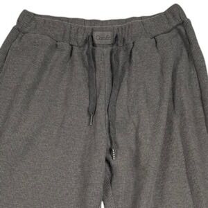 Comfrt Waffle Lounge Pants Women Large Gray Knit Wide Leg Drawstring Casual